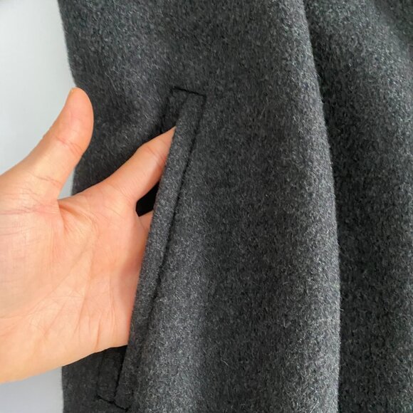 Fleurette Cashmere Merino Wool Coat Size 10 Charcoal Gray Open Front Pockets - Picture 9 of 11